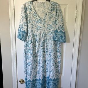 Floral Blue and White Dress